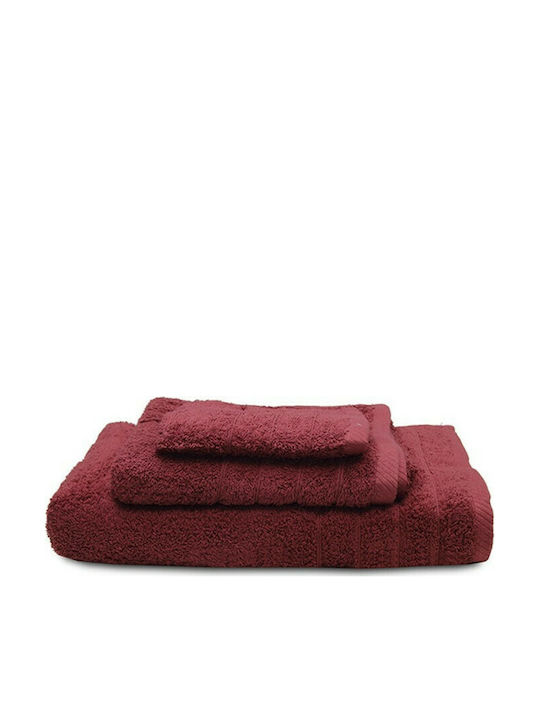 Sunshine 3pc Bath Towel Set Dory Bordeaux 12 Weight 600gr/m²
