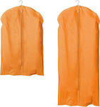 Ordinett Υφασμάτινη Κρεμαστή Θήκη Αποθήκευσης για Κουστούμι / Παλτό / Φορέματα σε Πορτοκαλί Χρώμα 60x92cm 2τμχ