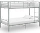 Kids Bed Bunk Single Gray for Mattress 90x200cm
