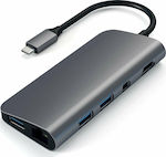 Satechi USB-C Stație de andocare cu HDMI 4K PD Ethernet Gri (ST-TCMM8PAM)