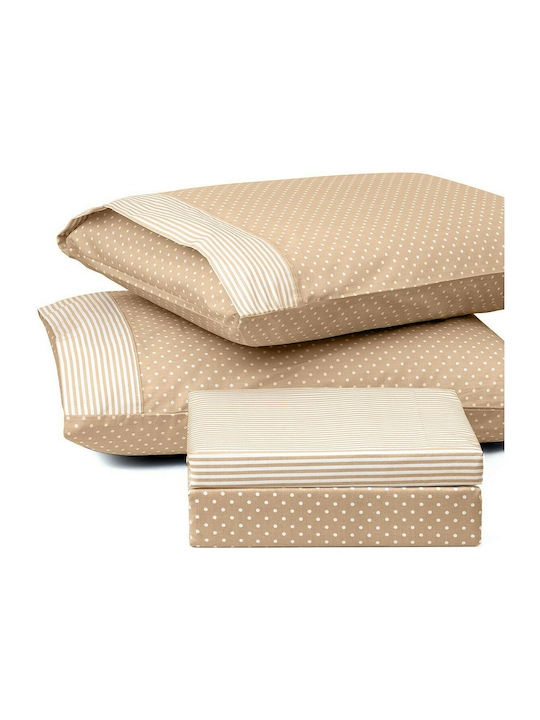 Beauty Home 1680 Set Coverlet Queen Size from Cotton & Polyester Beige 220x240cm 3pcs