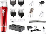 Kemei KM-1015 Set Rechargeable Hair Clipper Red KM-1015