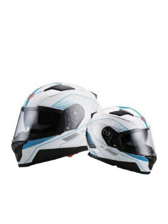 Faseed FSD 817 Blue/White Motorradhelm Volles G...