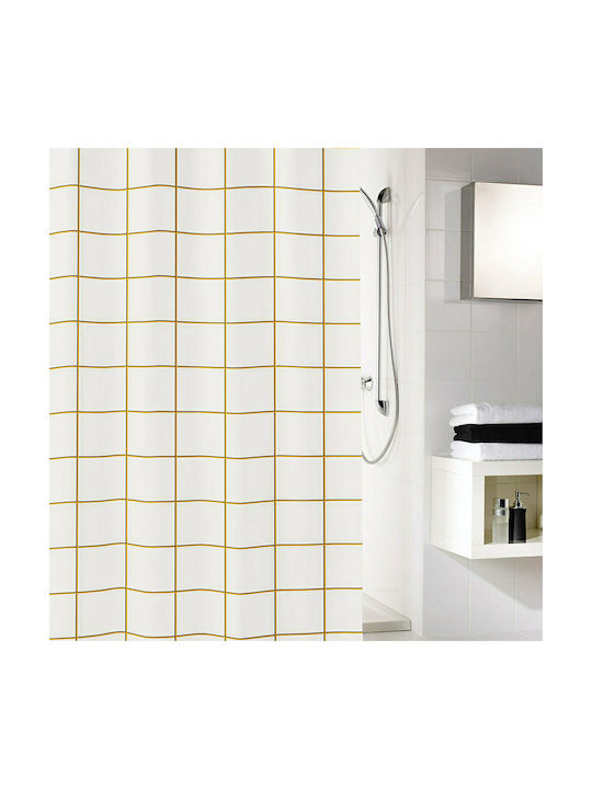 Kleine Wolke Grid Κουρτίνα Μπάνιου Υφασμάτινη 180x200 cm Black - Gold