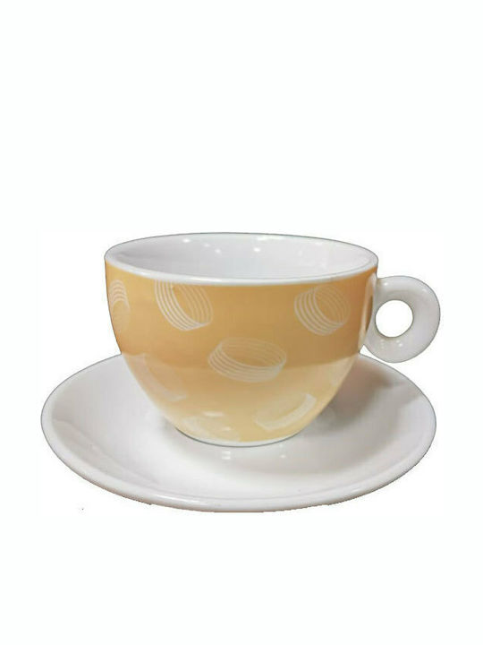 Porcelain Tea Cup Set 180ml Beige 6pcs