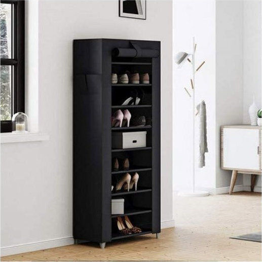 Υφασμάτινη με 9 Ράφια Μαύρη 58x28x160cm RXJ10H Υφασμάτινη με 9 Ράφια Μαύρη 58x28x160cm RXJ10H