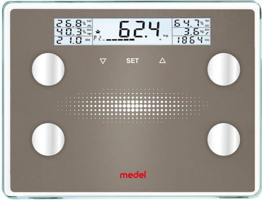 Medel Glass Scale XXL Ψηφιακή Ζυγαριά με Λιπομετρητή σε Ασημί χρώμα