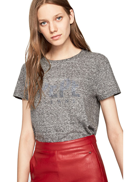 Pepe Jeans Mirilla Strass Women's Athletic T-shirt Gray