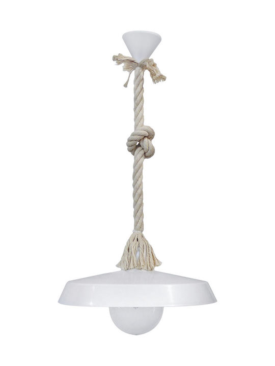 Heronia Подвесно осветление Единична светлина с въже за гнездо E27 Бял