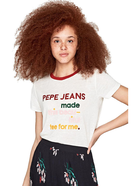Pepe Jeans Oyster Γυναικείο T-shirt Λευκό με Στάμπα