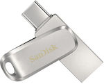 Sandisk Ultra Dual Drive Luxe 32ГБ USB 3.1 Стик с връзка USB-A & USB-C сребърен