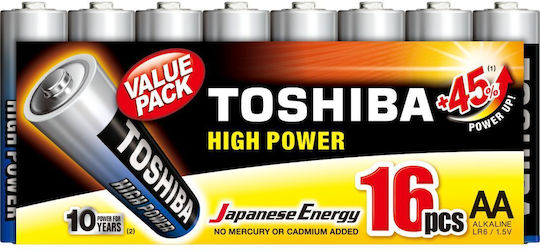Toshiba High Power Αλκαλικές Μπαταρίες AA 1.5V 16τμχ
