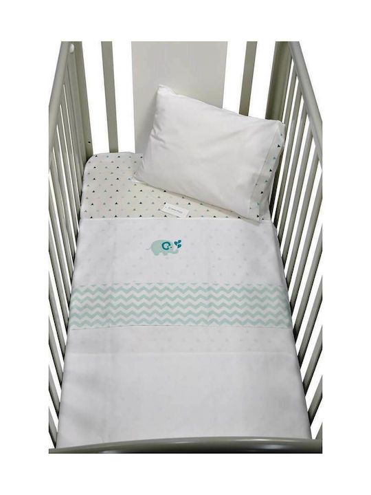 Bebe Stars Elephant Seturi de cearșafuri pentru bebeluși Pentru Patut Bumbac cu Cauciuc Albastre 110x160buc 3buc