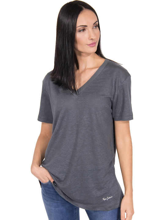 Pepe Jeans Marta Damen Sommer Bluse Leinen Gray