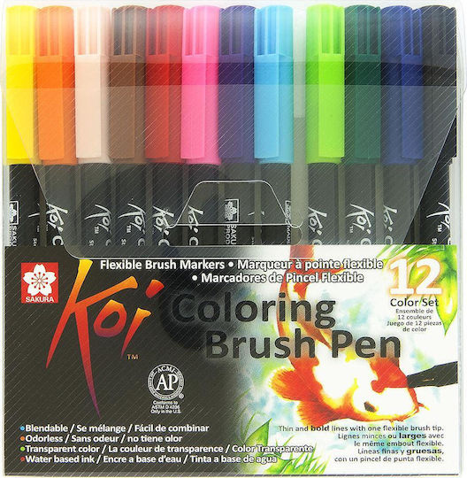 Sakura Koi Color Μαρκαδόροι Σχεδίου 3mm Σετ 12 χρώματα