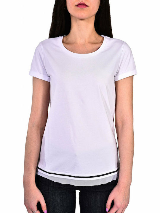 Emporio Armani Women's T-shirt with Sheer Striped White 3GTT33TJ29Z-1100