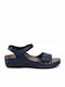 Berkemann Charlotte Leather Women's Flat Sandals Anatomic in Navy Blue Color