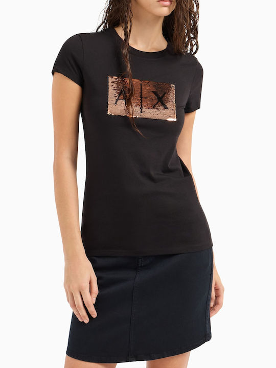 Armani Exchange Damen Sportlich T-Shirt Schwarz