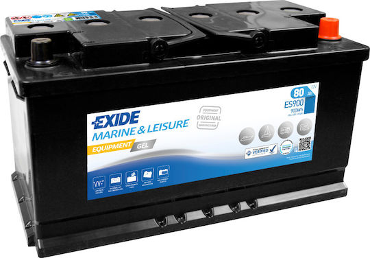 Exide Car / Boat Battery Equipment Gel with 80Ah Capacity and 540A CCA