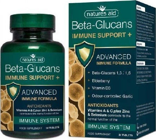 Natures Aid Immune Support+ With Beta Glucans Supplement For Immune System Support 90 Tablets
