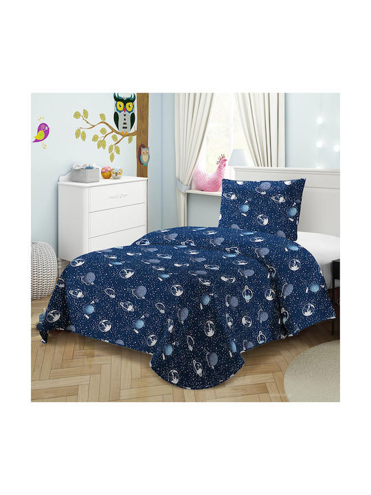 Adam Home Set Kids Quilt Single with Pillowcase 8030 Blue 160x220cm AH-11111803001