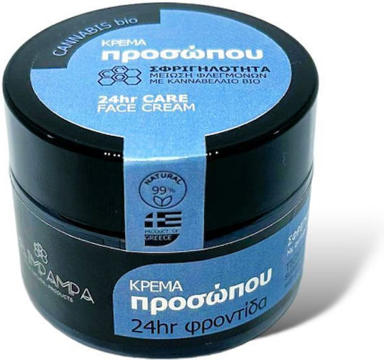 MeliMpampa CannabisBio Premium Cremă de Față Bărbătească 24h pentru Hidratare, Anti-îmbătrânire și Tonifiere cu Acid Hialuronic și Colagen 50ml