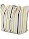 Benzi Fabric Beach Bag with Stripes