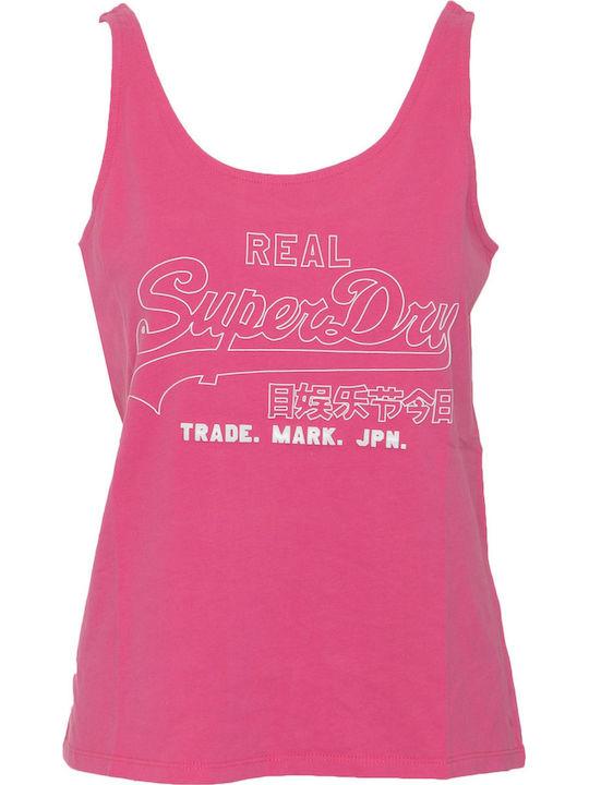 Superdry Damen Sommerliche Bluse Ärmellos Fuchsie