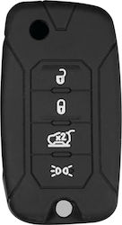 Silicone Car Key Cover Case Type-2 with 4 Buttons for Jeep Black L0157.3