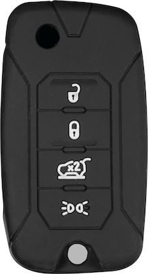 Silicone Car Key Cover Case Type-2 with 4 Buttons for Jeep Black L0157.3