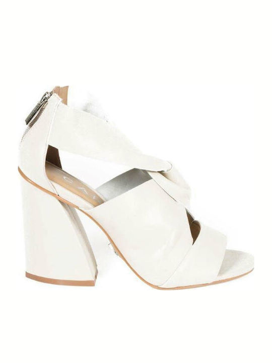 Carrano Leather Women's Sandals In Beige Colour