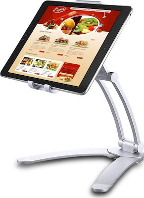 2-in-1 Universal Desktop Stand Βάση Tablet Γραφείου έως 10.5" σε Ασημί χρώμα