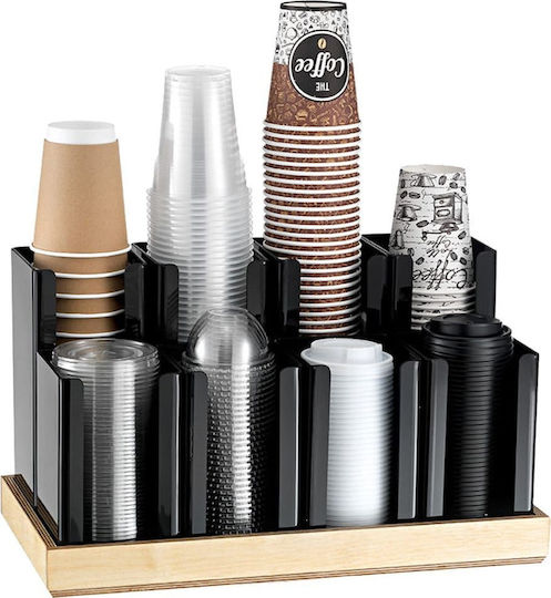 Garibaldi Plastic Cups / Lids Dispenser with 8 Compartments with Dimension 44.5x23x25cm