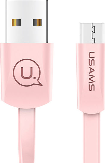 Usams US-SJ201 Flat USB 2.0 to micro USB Cable Ροζ 1.2m 1τμχ