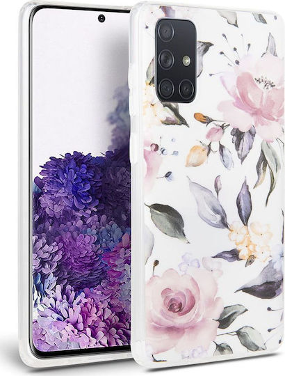 Floral Back Cover Σιλικόνης Λευκό (Galaxy A41)