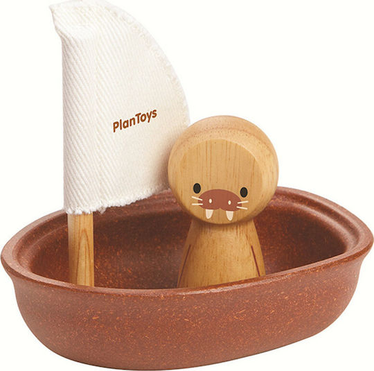 Plan Toys Sailing Boat with Sea Elephant Badeboote für 12++ Monate