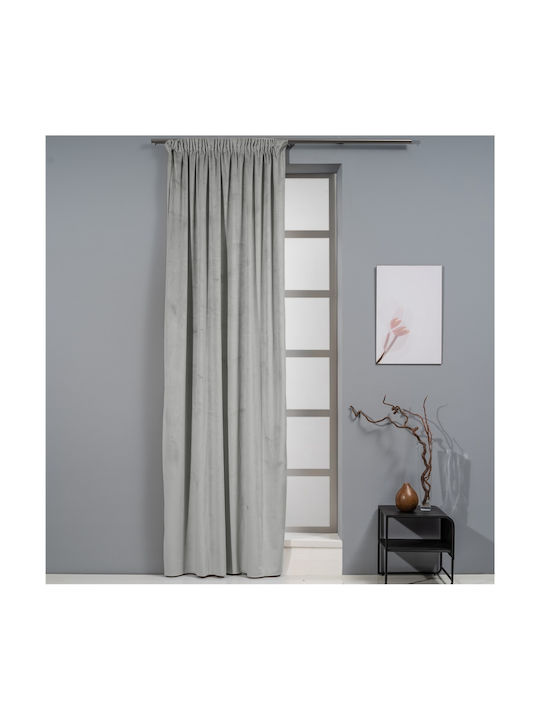 Artisti Italiani Curtain With Pencil Pleat Velour Gray 140x270cm