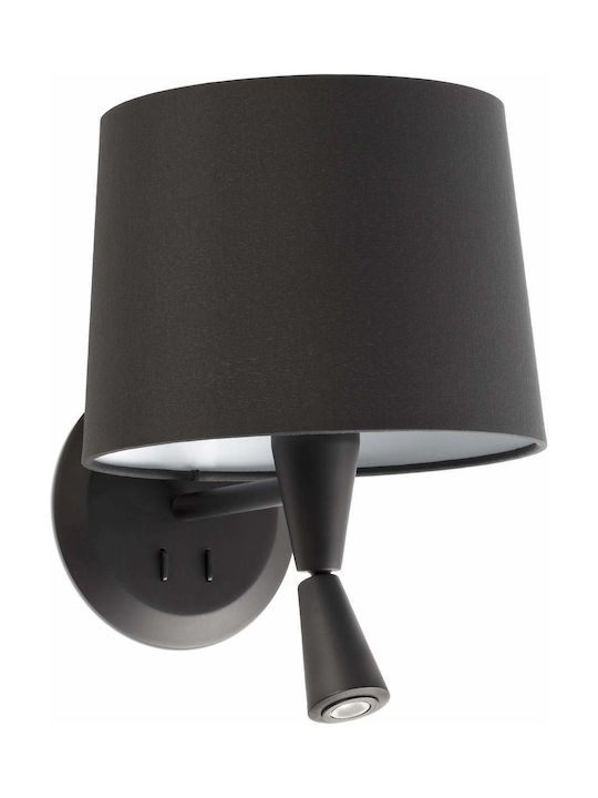 Faro Barcelona Modern Lamp Wall with Socket E27 and Switch Black 21.5x17.5cm