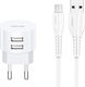 Usams Ladegerät mit 2 USB-A Anschlüsse und Kabel Micro-USB Weißs (T20)