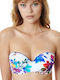 Strapless Bikini Top B Cup With Padding Floral White