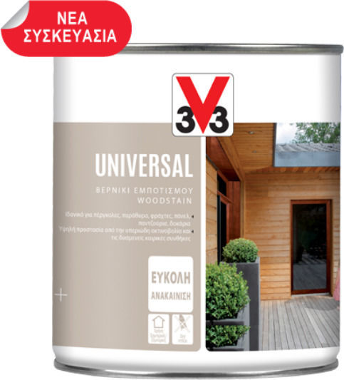 V33 Wood Protector Universal Βερνίκι Εμποτισμού Νερού Όρεγκον Σατινέ 2.5lt
