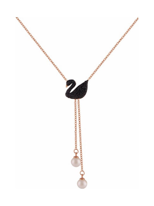 Swan necklace - ROSE GOLDEN