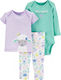 Carter's Baby Bodysuit Set for Outing Long-Sleeved Turquoise 3pcs