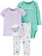 Carter's Baby Bodysuit Set Long-Sleeved with Pants Turquoise 3pcs