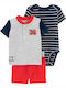 Carter's Baby Bodysuit Set Short-Sleeved with Shorts Navy Blue 3pcs