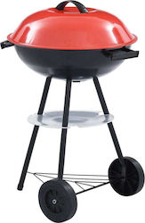 vidaXL XXL Ανοξείδωτη Στρογγυλή Charcoal Grill with Wheels 44cm