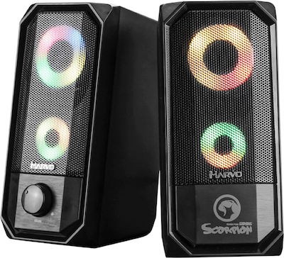 Marvo Scorpion SG-265 Difuzoare de Calculator 2.0 cu Iluminare RGB și Putere 6W în Negru Culoare