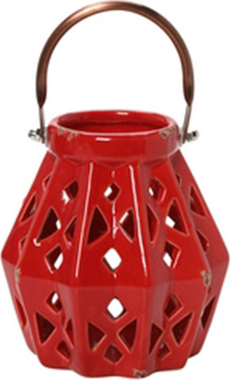 Espiel Laterne Keramik Rot 12.3cm 1Stück