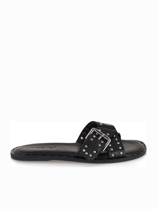 Inuovo Leather Women's Flat Sandals in Black Color