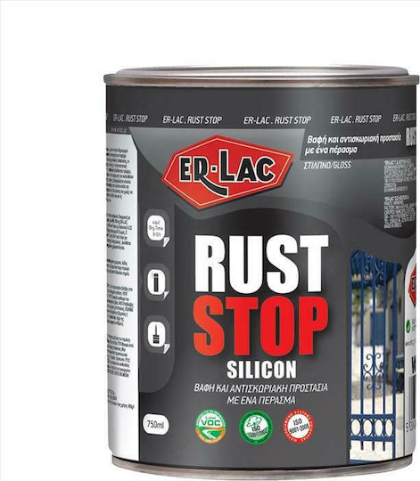 ER-LAC Χρώμα Αντισκωριακό Rust Stop Silicon 0.75lt Σμαράγδι Ματ
